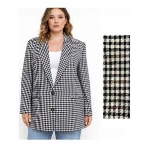 Talbots Blazer Size 14 Gingham Vintage 80s Academia Long Blazer